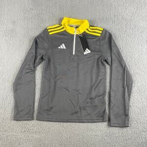 Adidas Boy's Youth Medium Gray Yellow Long Sleeve 22 Soccer Track Jacket